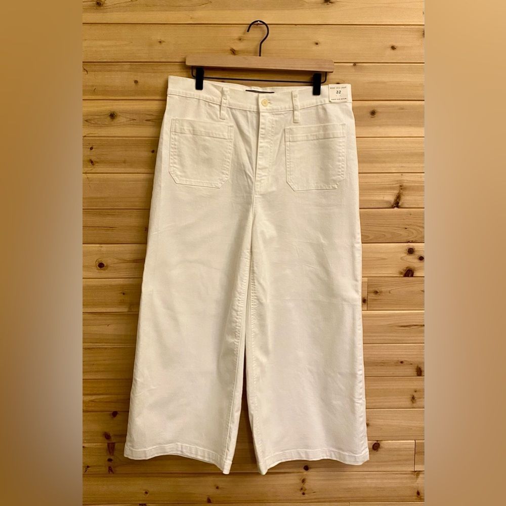 NWT Point Sur Size 32 (14) High Rise Wide Leg Cropped Denim Pants